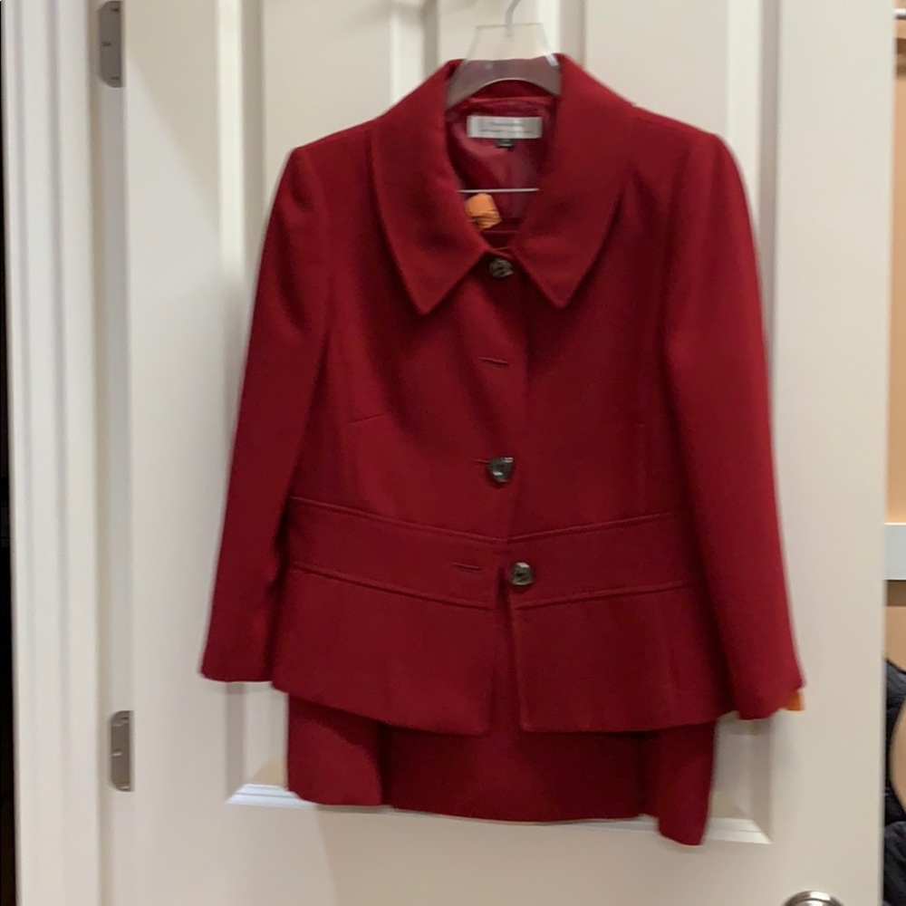 Red skirt suit